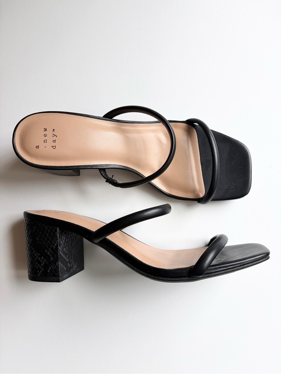 a new day Shoes - NWOT a new day Black Minimal Strappy Block Heel Mules